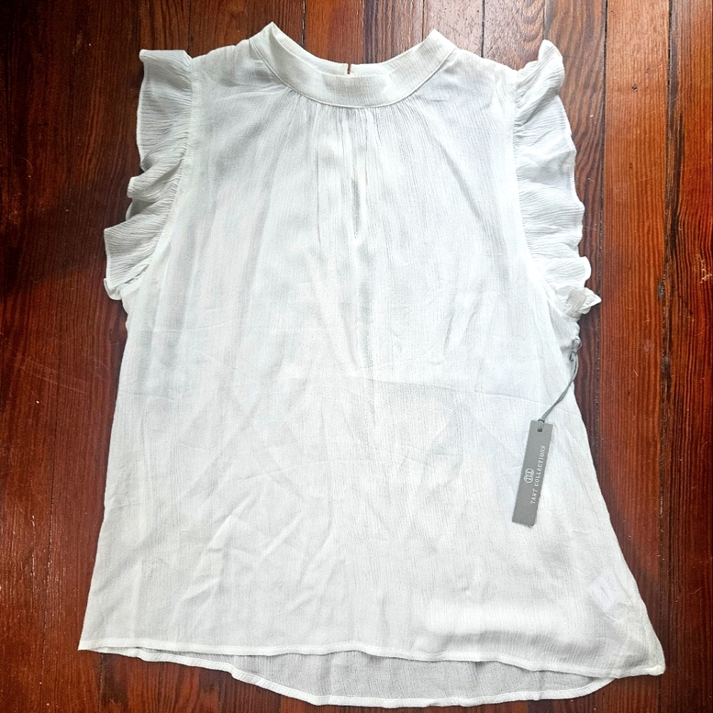 Tart Collections White Crepe Ruffle Sleeve Top